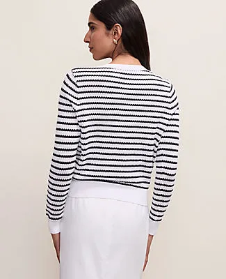 Ann Taylor The Petite Striped Ann Cardigan sold by Ann Taylor product image thumbnail 2