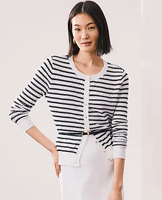 Ann Taylor The Petite Striped Ann Cardigan sold by Ann Taylor product image thumbnail 4