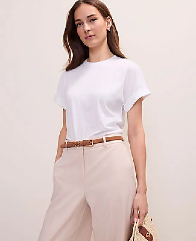 Ann Taylor Crew Neck Roll Sleeve Tee made by Ann Taylor