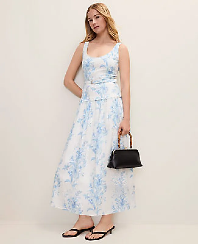 Ann Taylor Petite Floral Belted Flare Midi Dress made by Ann Taylor