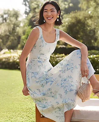 Ann Taylor Petite Floral Belted Flare Midi Dress sold by Ann Taylor product image thumbnail 3