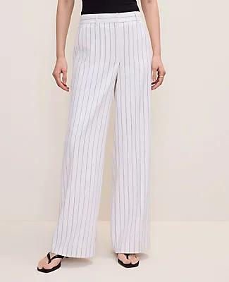 Ann Taylor The Pinstripe Wide-Leg Pant in Linen Blend sold by Ann Taylor product image thumbnail 2