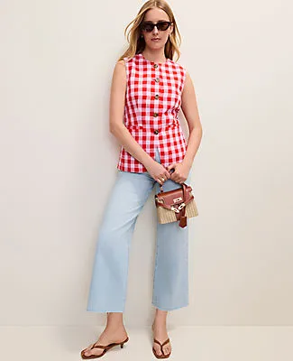 Ann Taylor The Petite Gingham Long Crew Neck Vest sold by Ann Taylor product image thumbnail 3