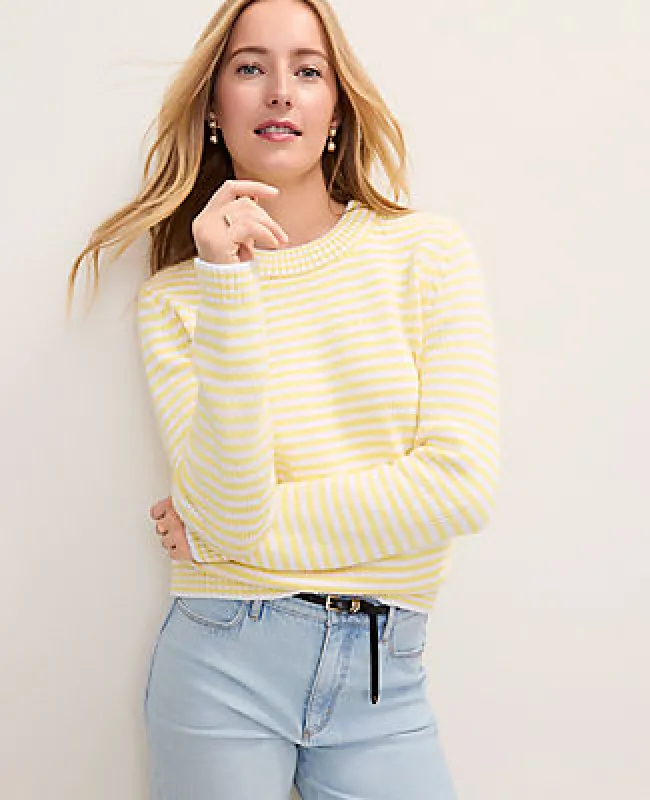 Ann Taylor Petite Weekend Striped Crew Neck Sweater made by Ann Taylor