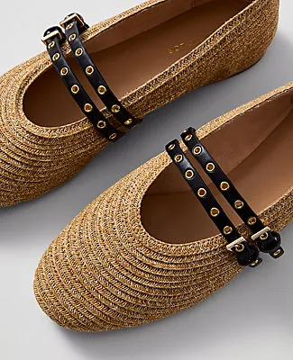 Ann Taylor Weekend Studded Straw Mary Jane Flat sold by Ann Taylor product image thumbnail 2