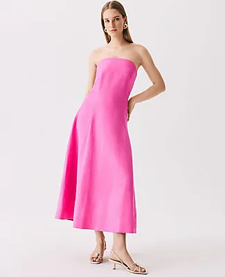 Ann Taylor Strapless Linen Blend Midi Dress sold by Ann Taylor product image thumbnail 3