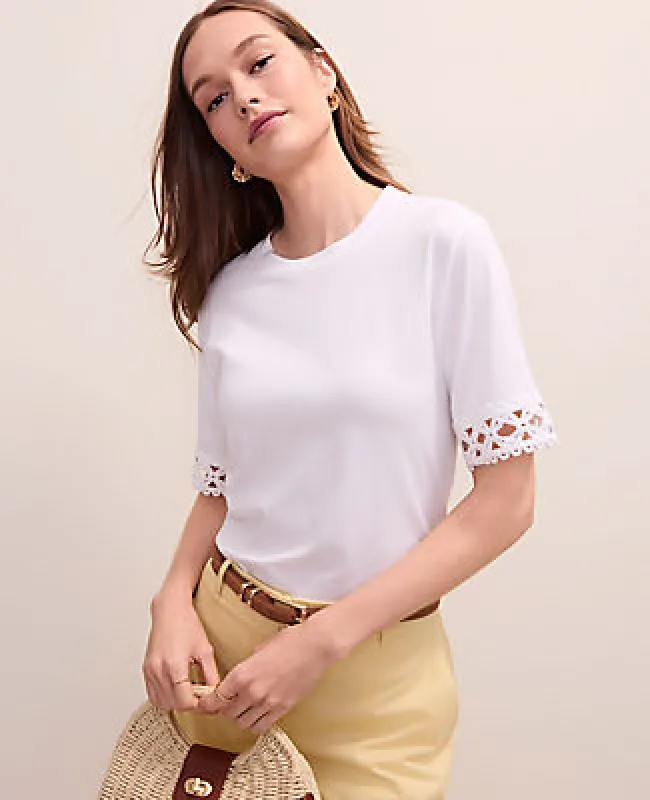 Ann Taylor Crochet Trim Relaxed Tee made by Ann Taylor
