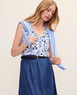 Ann Taylor Floral Mixed Media V-Neck Shell Top sold by Ann Taylor