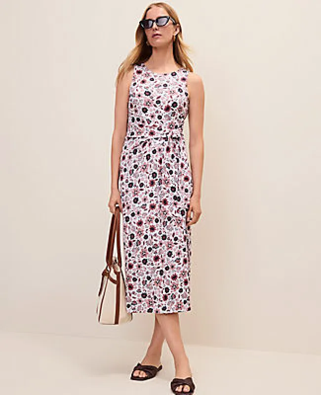 Ann Taylor Petite Weekend Floral Tie Waist Sheath Dress made by Ann Taylor
