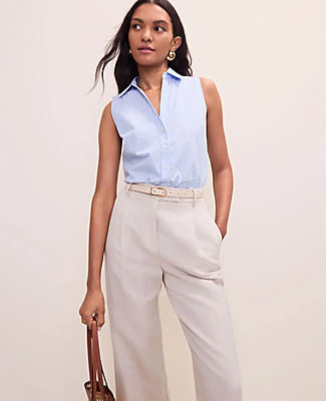 Ann Taylor Striped Sleeveless Essential Shirt made by Ann Taylor