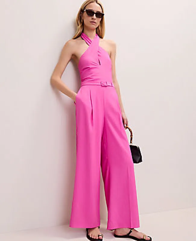 Ann Taylor Belted Halter Jumpsuit made by Ann Taylor