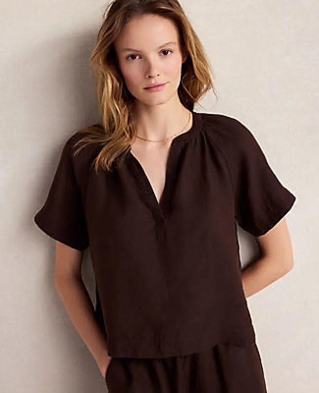 Ann Taylor Haven Well Within Linen Gathered V-Neck Top made by Ann Taylor