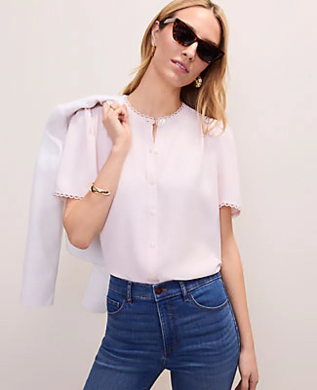 Ann Taylor Lace Trim Top made by Ann Taylor