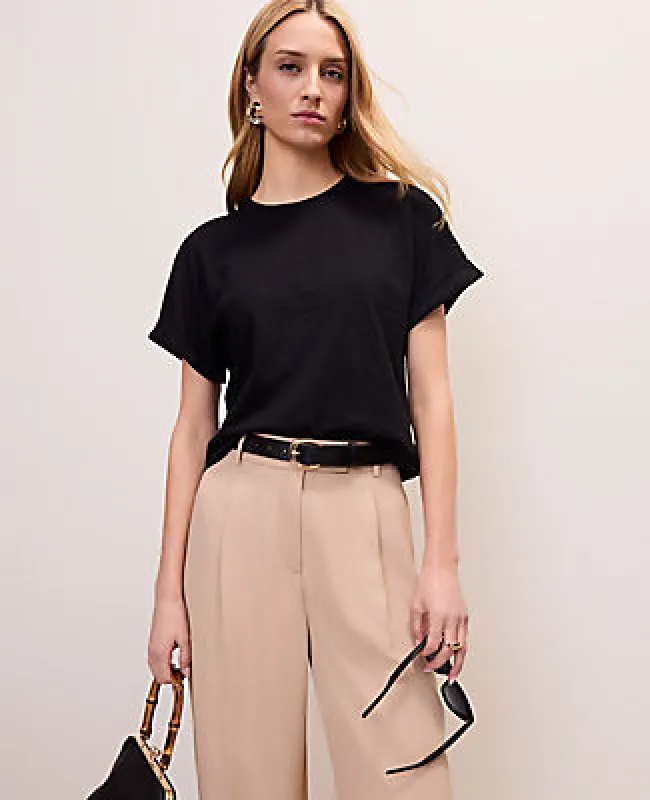 Ann Taylor Crew Neck Roll Sleeve Tee made by Ann Taylor