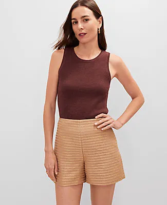 Ann Taylor The Petite Side Zip Short in Metallic Tweed sold by Ann Taylor