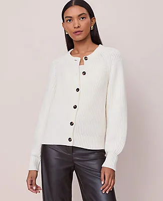 Ann Taylor Chunky Ribbed Crew Neck Cardigan sold by Ann Taylor
