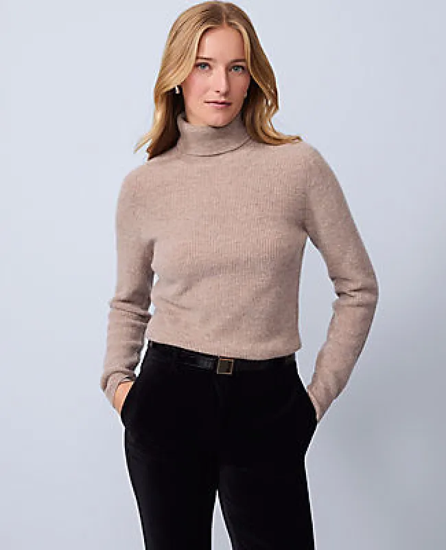 Ann Taylor Studio Collection Cashmere Ribbed Turtleneck Sweater made by Ann Taylor