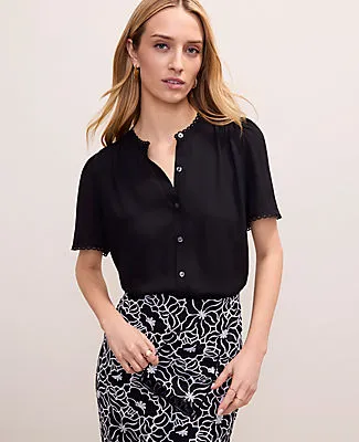 Ann Taylor Petite Lace Trim Top sold by Ann Taylor