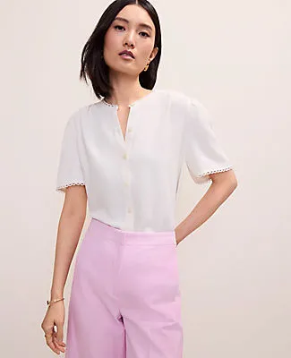 Ann Taylor Petite Lace Trim Top sold by Ann Taylor