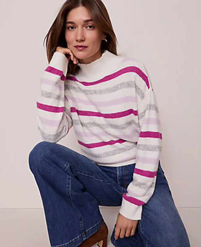 Ann Taylor Weekend Collection Striped Turtleneck Sweater made by Ann Taylor