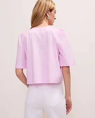 Ann Taylor Petite Tie Front Short Sleeve Blouse sold by Ann Taylor product image thumbnail 2