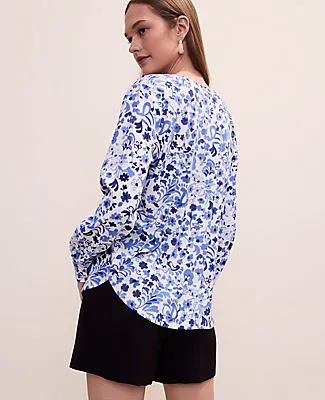 Ann Taylor Floral Mixed Media Pleat Front Top sold by Ann Taylor product image thumbnail 2