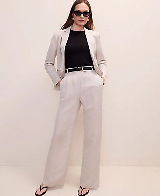 Ann Taylor The Pleated Straight Pant in Linen Blend made by Ann Taylor