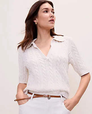 Ann Taylor Weekend Cable Polo Sweater sold by Ann Taylor