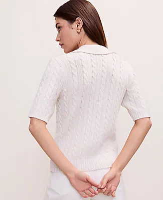 Ann Taylor Weekend Cable Polo Sweater sold by Ann Taylor product image thumbnail 2