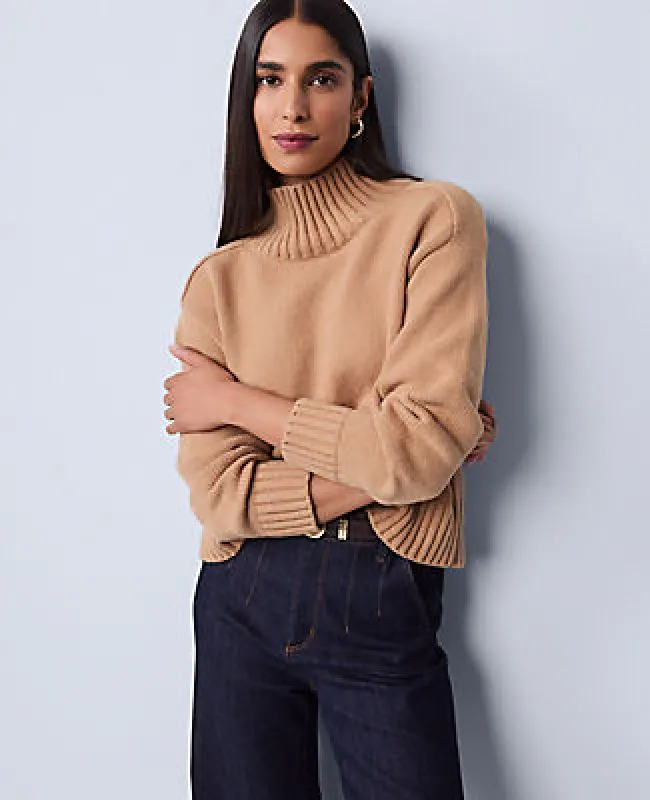Ann Taylor Ribbed Mock Neck Sweater made by Ann Taylor