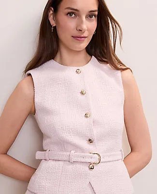 Ann Taylor The Crew Neck Belted Vest in Tweed sold by Ann Taylor product image thumbnail 3
