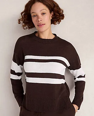 Ann Taylor Haven Well Within Cotton Linen Stripe Roll Neck Sweater sold by Ann Taylor