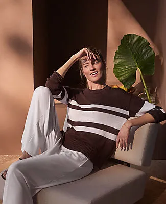 Ann Taylor Haven Well Within Cotton Linen Stripe Roll Neck Sweater sold by Ann Taylor product image thumbnail 3