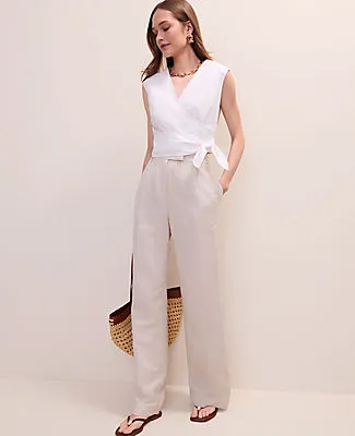 Ann Taylor The Pleated Straight Pant in Linen Blend sold by Ann Taylor product image thumbnail 4
