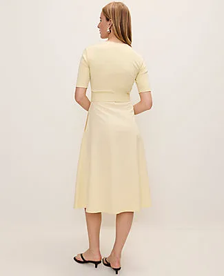 Ann Taylor Mixed Media Flare Midi Dress sold by Ann Taylor product image thumbnail 2