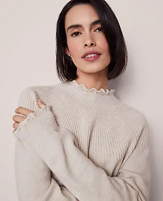 Ann Taylor Ruffle Trimmed Mock Neck Sweater sold by Ann Taylor product image thumbnail 4