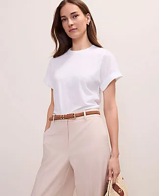 Ann Taylor Crew Neck Roll Sleeve Tee sold by Ann Taylor