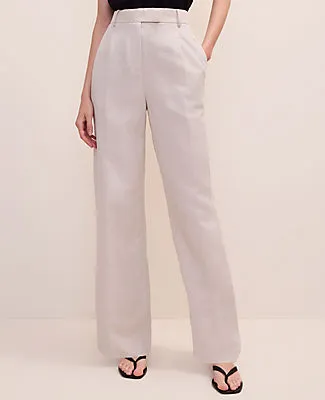 Ann Taylor The Petite Pleated Straight Pant in Linen Blend sold by Ann Taylor product image thumbnail 2