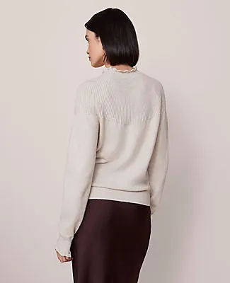 Ann Taylor Ruffle Trimmed Mock Neck Sweater sold by Ann Taylor product image thumbnail 3