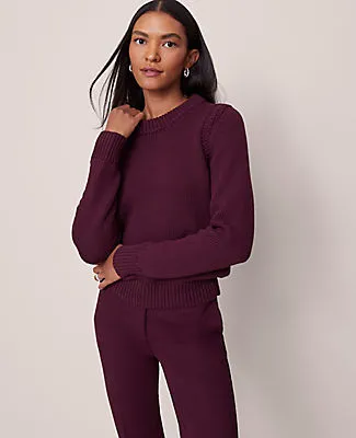 Ann Taylor Shoulder Detail Crew Neck Sweater sold by Ann Taylor