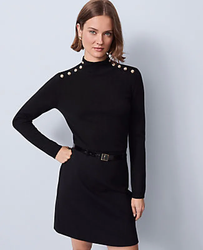 Ann Taylor Button Mock Neck Sweater made by Ann Taylor