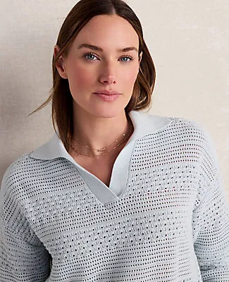 Ann Taylor Haven Well Within Cotton Mixed Stitch Johnny Collar Sweater sold by Ann Taylor product image thumbnail 2