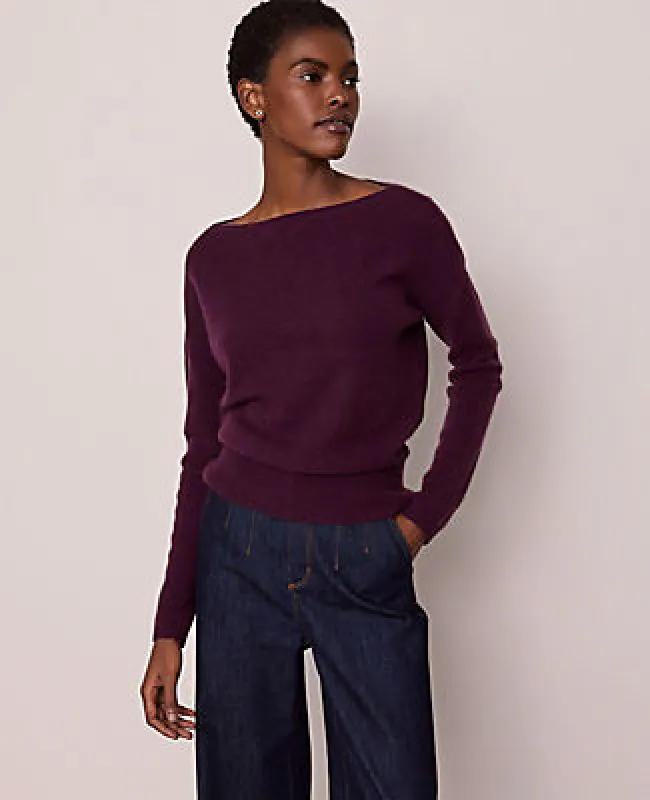 Ann Taylor Studio Collection Cashmere Off-The-Shoulder Sweater made by Ann Taylor