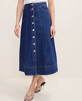 Ann Taylor Buttoned Denim Midi Skirt sold by Ann Taylor product image thumbnail 2