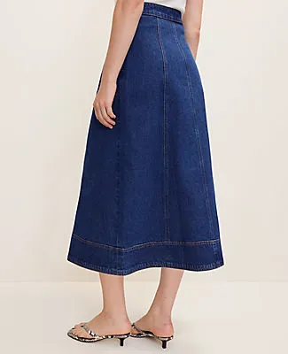 Ann Taylor Buttoned Denim Midi Skirt sold by Ann Taylor product image thumbnail 3