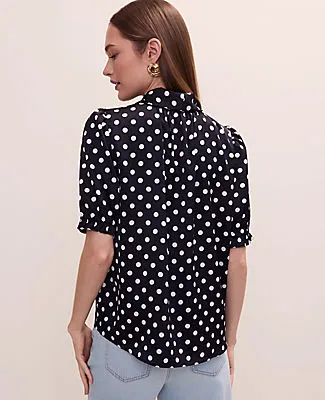 Ann Taylor Polka Dot Bow Blouse in Satin sold by Ann Taylor product image thumbnail 2