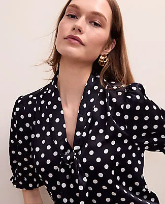 Ann Taylor Polka Dot Bow Blouse in Satin sold by Ann Taylor product image thumbnail 3
