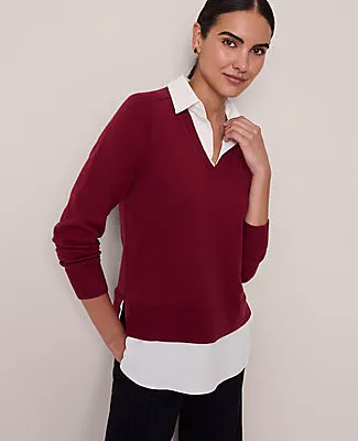 Ann Taylor Layered Mix Media Sweater sold by Ann Taylor