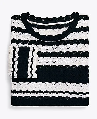 Ann Taylor Striped Pointelle Sweater Tee sold by Ann Taylor product image thumbnail 4