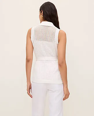 Ann Taylor Pointelle Belted Sweater sold by Ann Taylor product image thumbnail 2